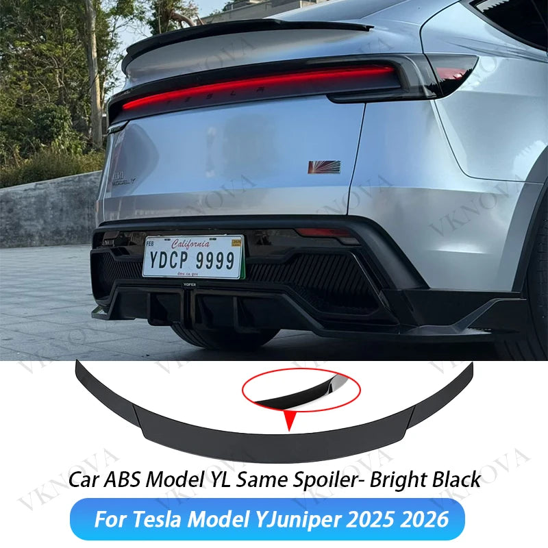 ABS Matte Carbon Fiber Pattern Spoiler For Tesla Model Y Juniper 2025 26 Glossy Black Rear Trunk Wings Auto Modified Accessories