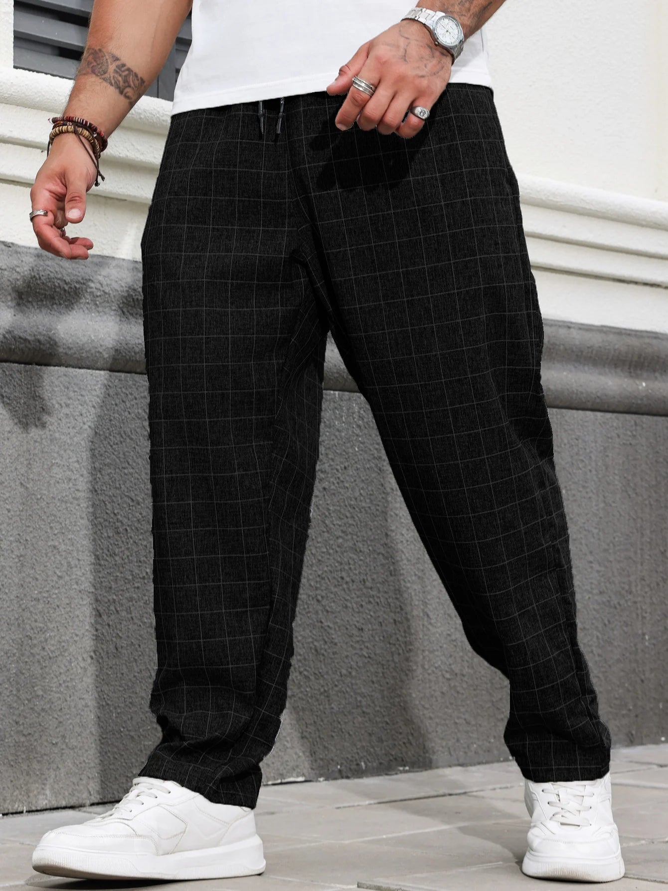 Men's Casual Plaid Pants Urban Fashion All Seasons Comfortable Fit Trousers for Casual Wear