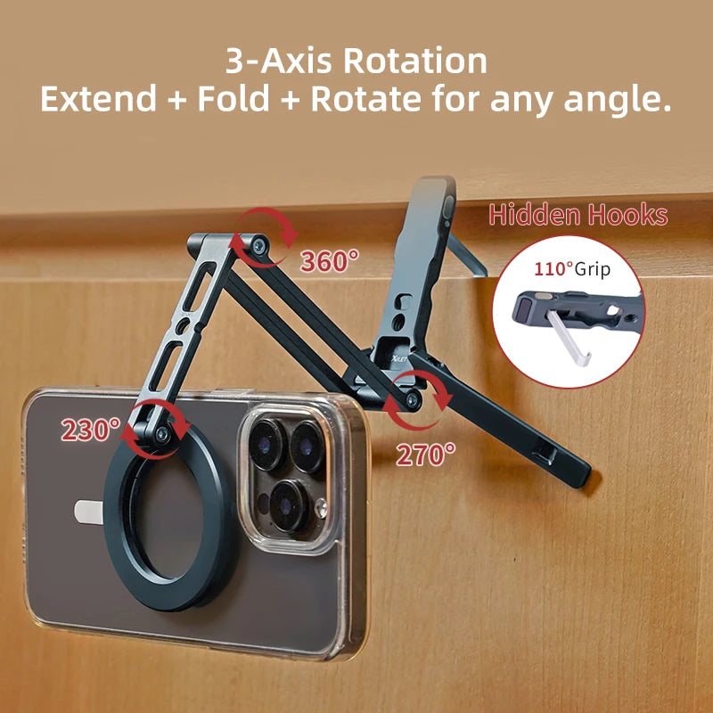 COBONE Magnetic Phone Tripod Holder Foldable Adjustable with Arca-Swiss for Phone Vlog Portable Desktop Phone Mount for Travel