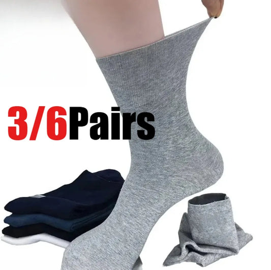 3/6Pairs Prevent Varicose Veins Socks Mens Diabetics Patients Cotton Loose Mouth Sock Man Women Comfort Meias