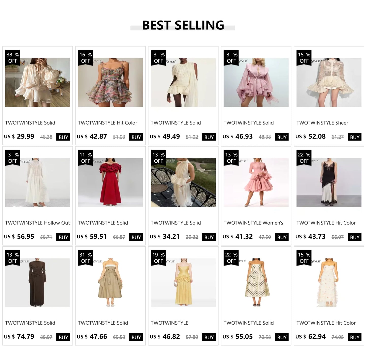 TWOTWINSTYLE Patchwork Folds Casual Dresses For Women Strapless Sleeveless High Waist Hollow Out Elegant Slimming Dress Female