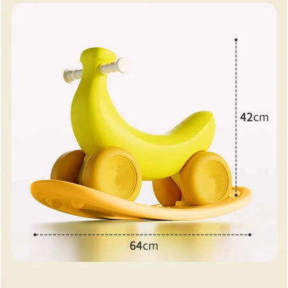 2 in 1 Banana Rocking Horse for Toddlers Baby Rocking Toy Birthday Gift for Boys Girls Ride on Toy with Detachable Balance Board