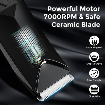 Body Hair Trimmer for Men,Pubic Hair Trimmer with LED Light - Electric Ball Shavers with Ceramic Blades & Travel Lock - Body Groomer IPX7 Waterproof Wet/Dry Use for Groin/Chest/Legs