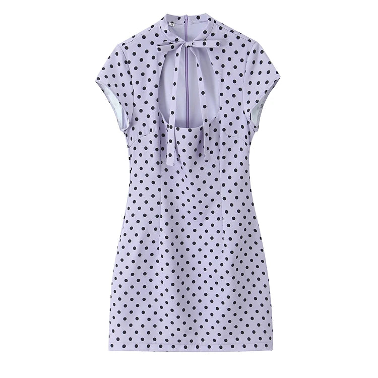 Elegant Short Sleeve Square Collar  Knot Decorated Dress ZA2026 New Summer Women's Fashion Company Annual Meeting
