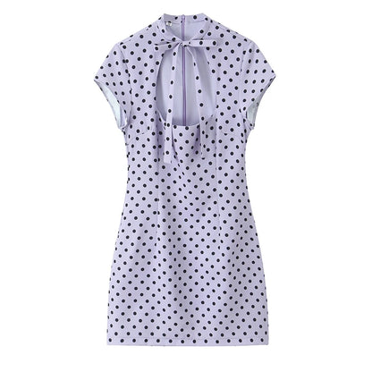 Elegant Short Sleeve Square Collar  Knot Decorated Dress ZA2026 New Summer Women's Fashion Company Annual Meeting
