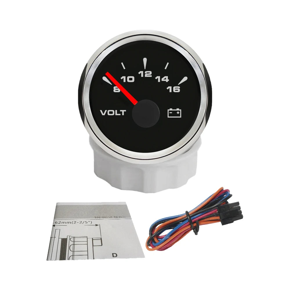 RHAXEL 2" 12V DC Voltmeter Volt Gauge 8-16V 16-32V 18-32V 9-32V with 8 Backlights for Car Boat Motor RV Truck