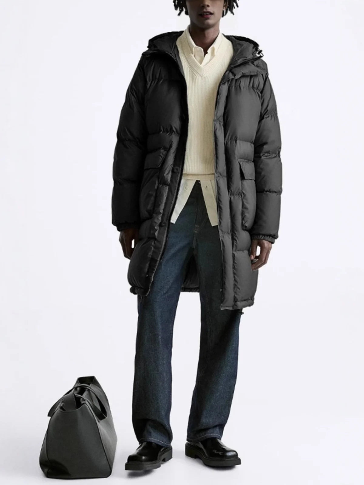 Men's Hooded Mid-Length Lightweight down Jacket Coat Duck Feather 90% Fill Power Youthful Style Pure Color Winter Outerwear