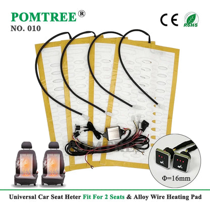 Car Seat Heater Universal 12V Alloy Wire Fast Heating Heat Pads 3 Levels Dual Square Control Switch With Harness Winter Warmer