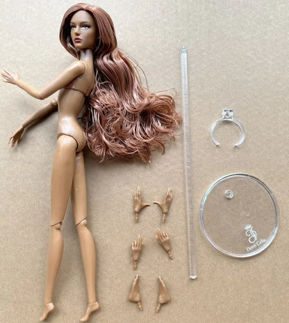 1/6 Female Super Model DC Doll Head Body Figure With Good Makeup Heads With 2 Pairs Hands 1 Feet and Clear Doll Stands