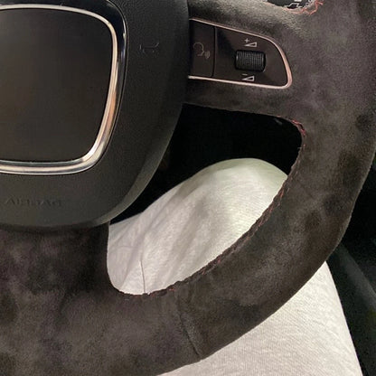 Black Suede Braid Car Steering Wheel Cover For Audi A3 8P Sportback A4 B8 Avant A5 8T A6 C6 A8 D3 Q5 8R Q7 4L S3 S4 S5 Seat Exeo