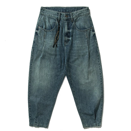 American Vintage High Quality Denim Cargo Pants Men Clothing Streetwear Loose Skate Jeans Harajuku Casual Harem Trousers Male