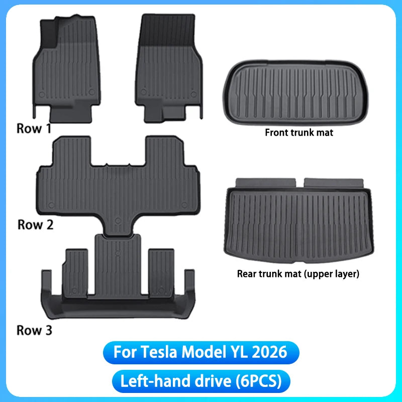 For New Tesla Model YL Launch 2026+ TPE Floor Mat & Cargo Liner All Weather Trunk Mats Floor Liner Seat Backrest Mats Floor Mat