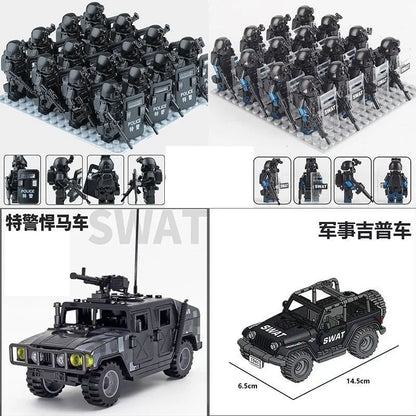 Building block riot police mini humanoid doll reloaded anti-virus ghost special police marine humanoid doll, cartoon toy gift