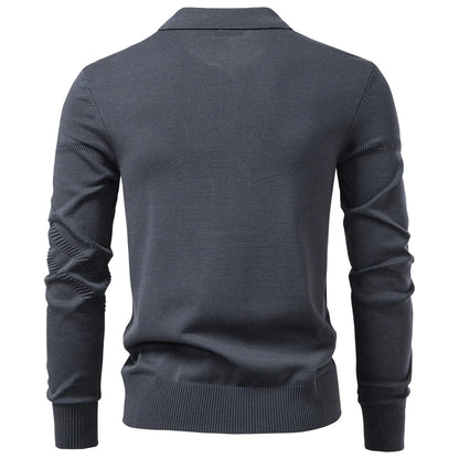 AIOPESON Men's Slim Fit Long Sleeve Polo Shirt Autumn Winter Thermal Comfort Fashion Stripe Solid Color Button up Polo Tops