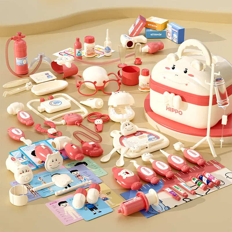 Child Doctor Kit Dentist Doctor Pretend Play Set with Storage Box Children Hospital Play Nurse Game Toys for Girls Gift for Kids