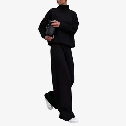 Loose Casual Two-Piece Set Pure Color Knitted 2023 Fashion Women's Ensemble Chic Workwear Winter Office Suit