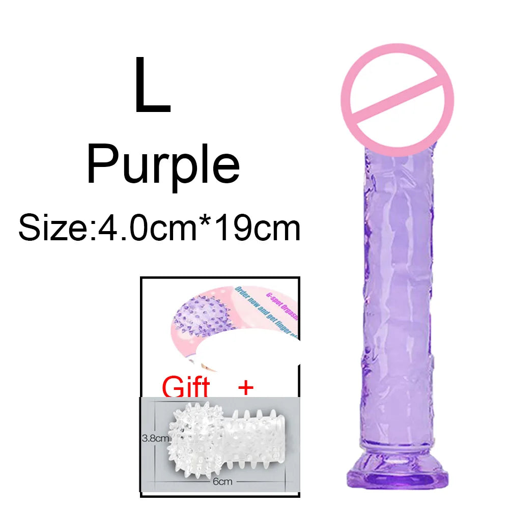 Cheap Women Erotic Anal 5 Colors Big Transparent Dildo Suction Cup Jelly Dick Sex Toys Soft Clitori Vaginal Masturbators Penis