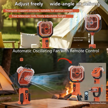 30000mAh Spray Mist Cooling Fan with Remote Control  Outdoor Portable Rechargeable Fan for Camping Fishiing LED lantern