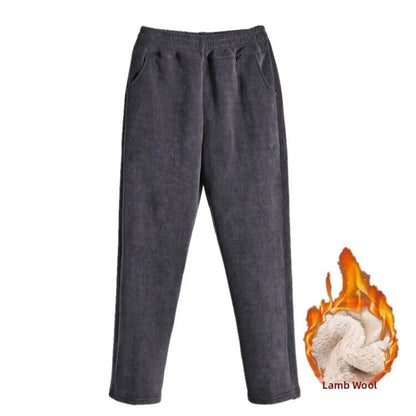High Waist Fleece Lined Corduroy Harlan Pants Straight Leg Warm Women's Casual Trousers Autumn Winter New Arrival