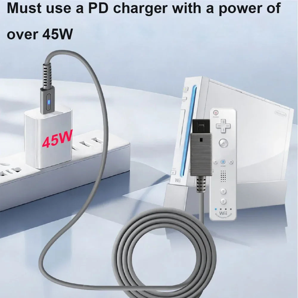1.8M USB Type C Adapter for Nintendo Wii Console with LED Indicator Light