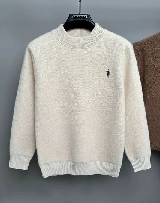 High end designer's new men's round neck fashion brand Paul Pony embroidery luxurious winter plush thick warm knitted pullover