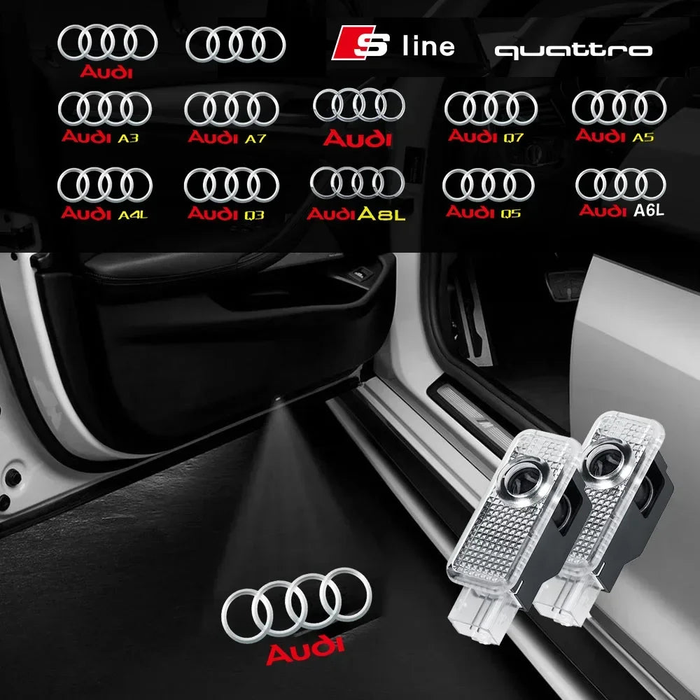 2Pcs HD Car Door Car sticker Lamp Car Door Welcome Light For Audi Sline Q3 A5 A7 A3 Q5 Q7 A4L RS Quattro S3 S4 S6 S5 S7 S8