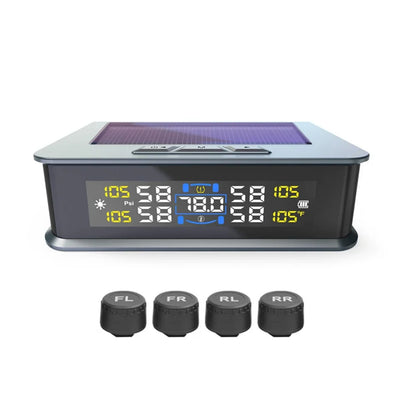 With 4 External Sensors Solar TPMS Car Tire Pressure Alarm Digital Colorful Display Waterproof Tire Pressure Temperature Warning
