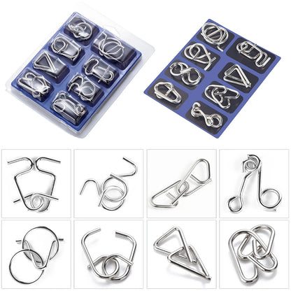 NEW Set of 24PCS Metal Wire Puzzle Toys IQ Test Puzzle Unlock Toys Brain Teasers