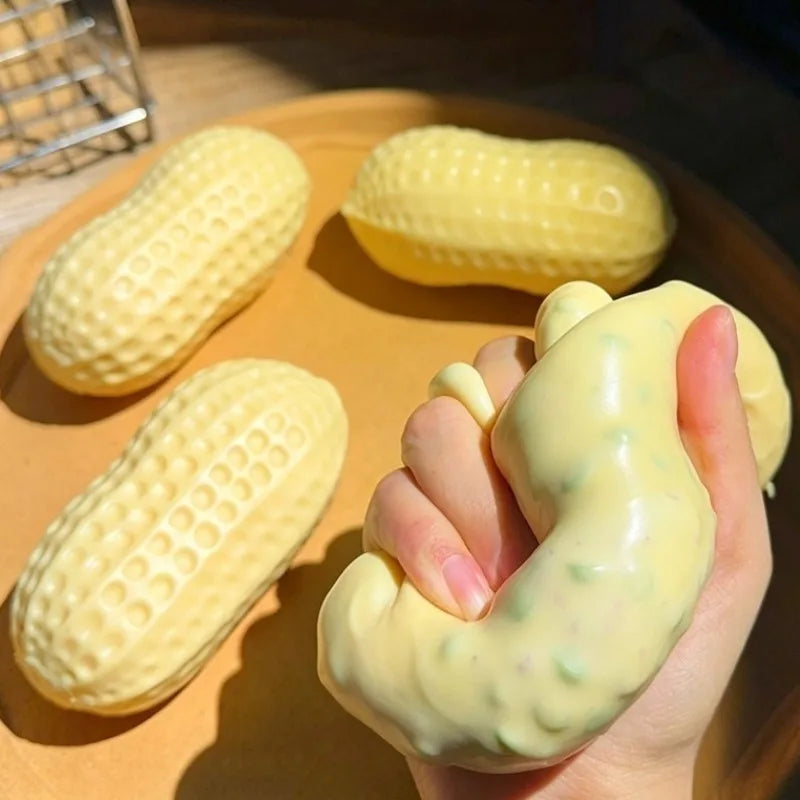 Peanut Squishy Crunchy Stress Ball Squeeze Toy Handmade Squeeze Ball Buttery-Soft Feel Fidget Toy ASMR Sensory Toys for Adults