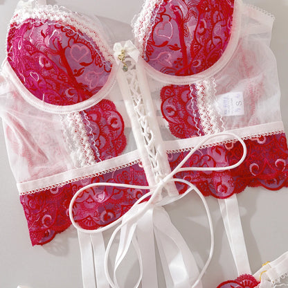 Women Sexy Floral Exotic Set Thin See Through Lace Lingerie Bra Set Elegant Ladies Underwear Micro Bikini Thong Exotic Apparel
