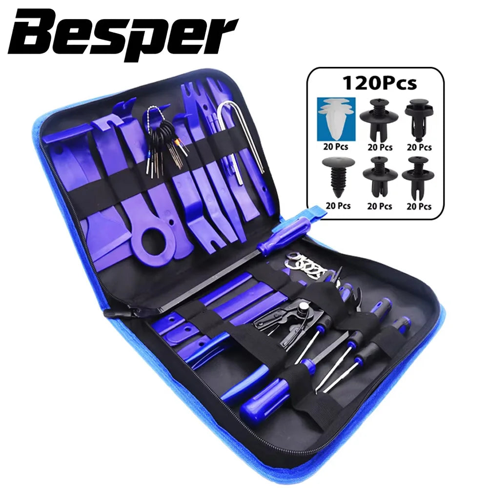 Car Door Trim Removal Pry Tool Kit Auto Dashboard Audio Removal Hook Kit Mixed Size Fastener Clips Disassembly Repair Tools Set