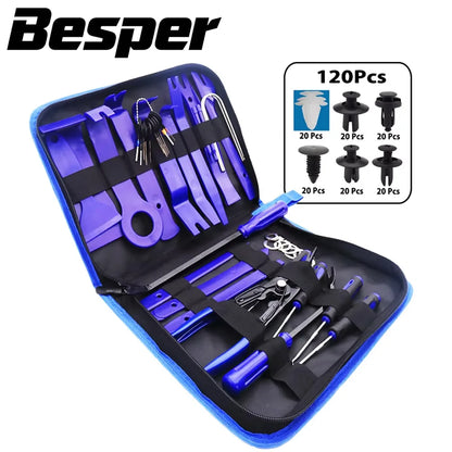 Car Door Trim Removal Pry Tool Kit Auto Dashboard Audio Removal Hook Kit Mixed Size Fastener Clips Disassembly Repair Tools Set