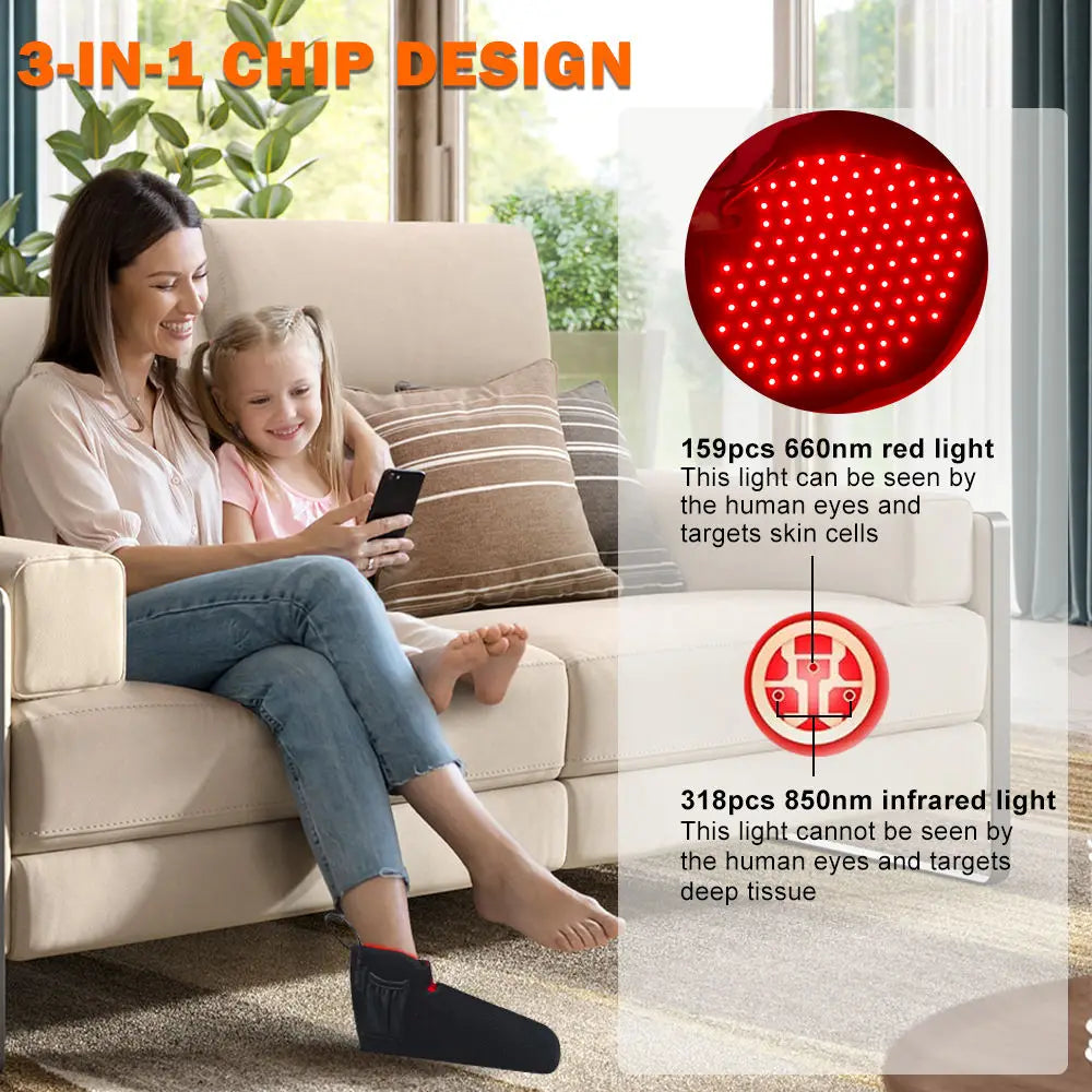 Red Light Therapy for Feet,Infrared Light Therapy Shoes Wraps Toes & Ankle,Led Near Infrared Light Boots,Adjustable Power & Time