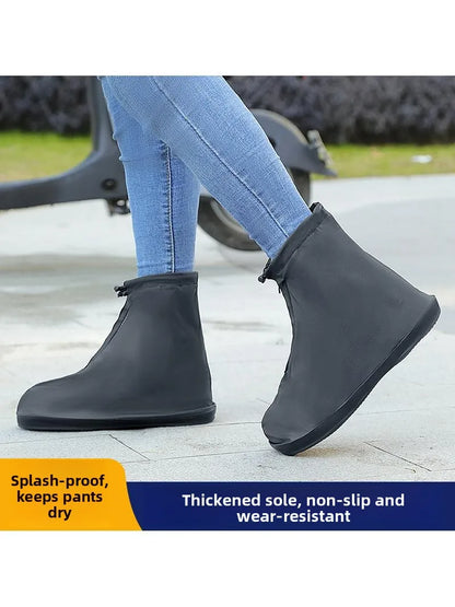 Thickened PVC Shoe Covers Mid-Calf Waterproof Anti-Slip Wear-Resistant Snowproof Unisex Shoe Covers Shoe Horn Home Essentials