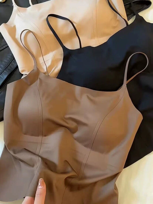 Women's Camisole With Built-in Chest Pad New Summer Style Wearable Outside or as Layering Fishbone Structure Integrated Bra-s