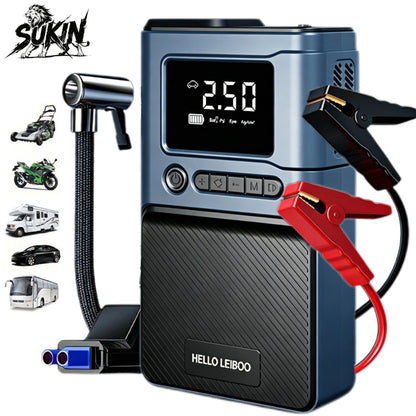 SUKIN Smart Edition Jump Starter Power Bank With Air Pump 12V 2000A Portable Booster Jump Starter With LED Lights Vehicle tools
