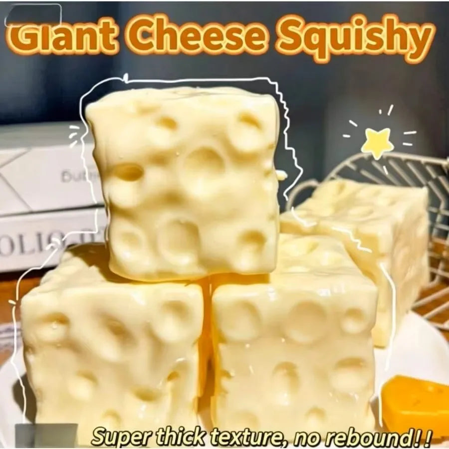 Giant Cheese Squishy Toy, Jumbo Soft Cheese Squeeze Toy, Slow Rebound Cheese Squishy, Stress Relief Ball for Adults, Gift Idea