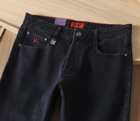 OECHSLI Jeans Thick Cotton Men 2025 Autumn Winter new Embroidery casual comfort zipper casual straight size 30-40 Pants