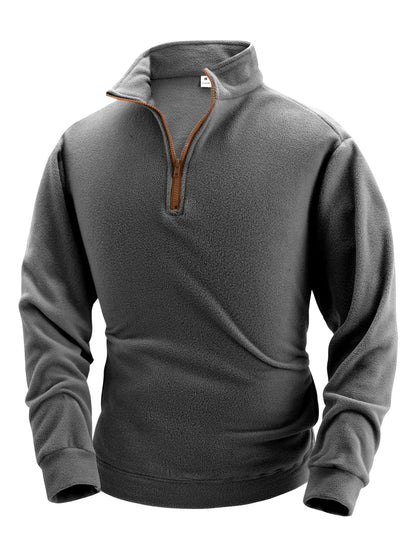 Quality thickened fleece men's long sleeved zipper collar pullover sweater men's sportswear soft shell men's jacket