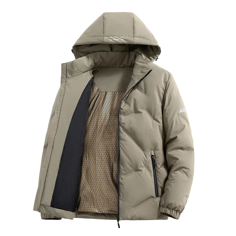 Outdoor Water-Resistant Down Jacket Men Winter Windproof Warm White Duck Down Parka Coat Men's Trendy Casual Wear Heated Parkas