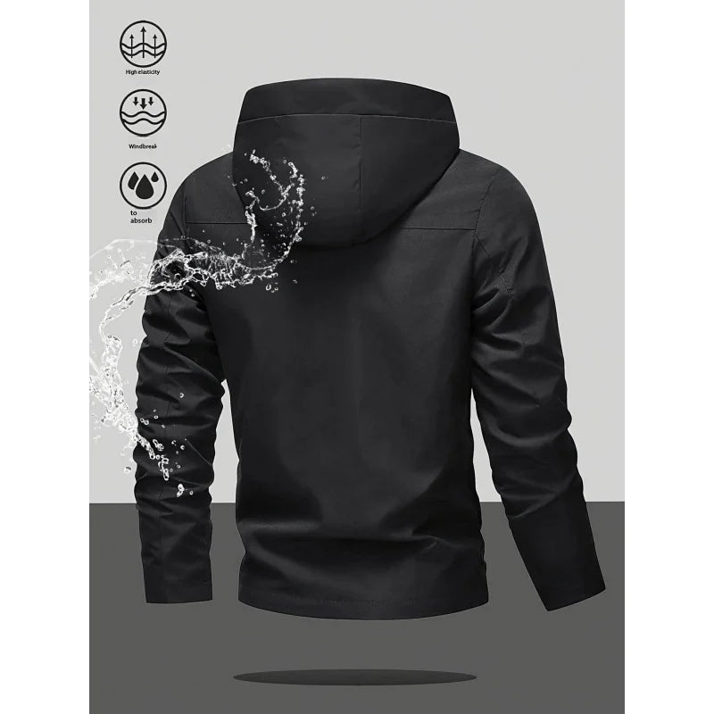 New Men'S Spring And Autumn Fashion Hooded Jacket，Suitable For Sports And Outdoor Leisure Wear，Equipped With A Zippered Pocket