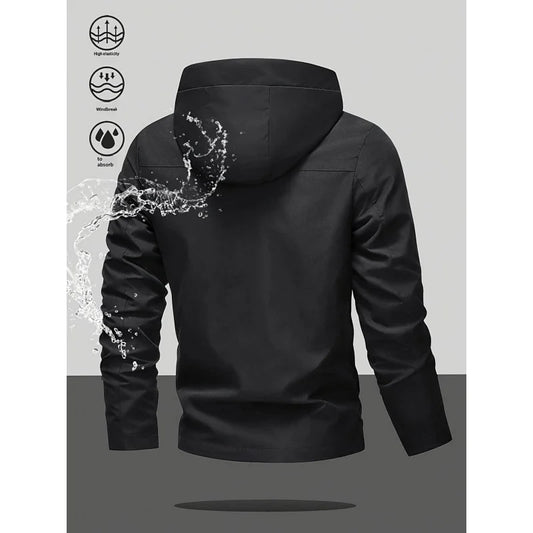 New Men'S Spring And Autumn Fashion Hooded Jacket，Suitable For Sports And Outdoor Leisure Wear，Equipped With A Zippered Pocket