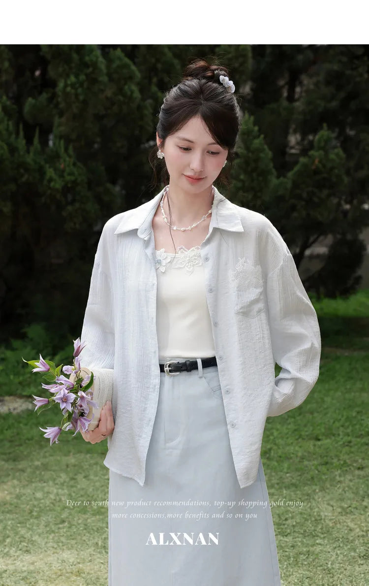 ALXNAN White Tank Tops Women 3D Floral Design Elegant Square Neck Camisole Summer Casual Cotton Female Sleeveless Tops L62833