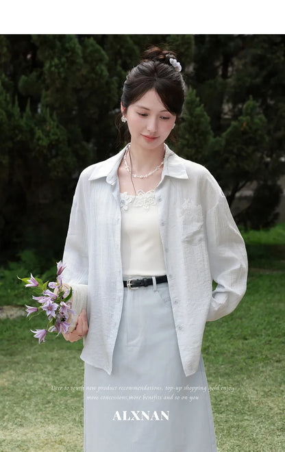 ALXNAN White Tank Tops Women 3D Floral Design Elegant Square Neck Camisole Summer Casual Cotton Female Sleeveless Tops L62833