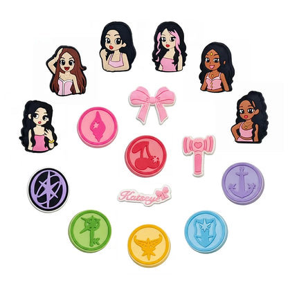 16-100pcs Katseye Musical Shoes Charms Cartoon Clogs Sandals Decoration PVC Shoe Accessories Buckle for Friends Party Gifts