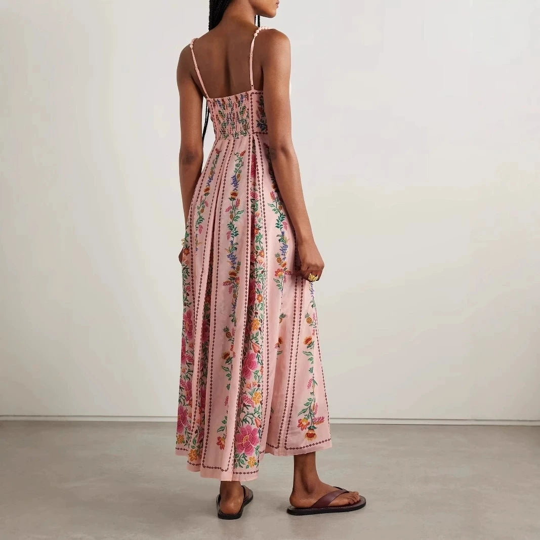 Ele High Waist Printed Holiday Dr Strapl Summer Casual Polyester Maxi Skirt Sle Women's Single Piece Faion