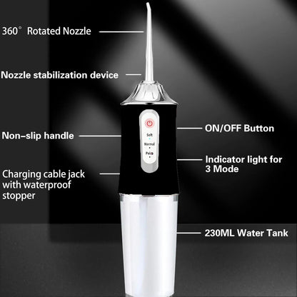 Water Flossers Portable Dental Irrigator Cordless Floss Irrigators Jet Rechargeable Oral Flossers Black Sets for Adults Braces