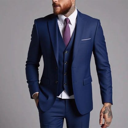 Four Seasons Single Breasted Business Suit for Men Stylish and Comfortable Office Wear