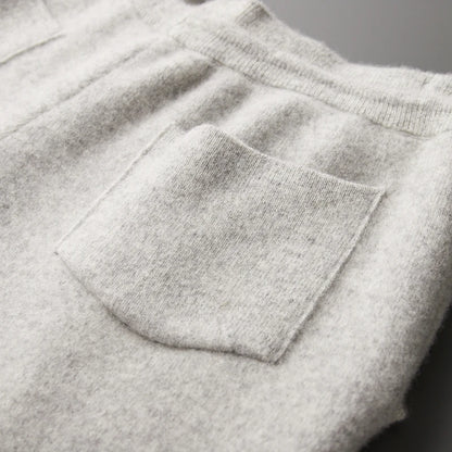 Autumn Winter 100% merino Wool Men's Wool Pants Thickened Knitted Long Pants Slim Fitting Solid Color Warm Flat Corner Pants
