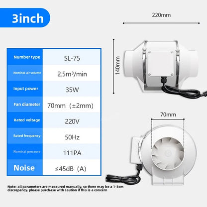 Duct Round 3/4/5/6/8Inch Exhaust Ventilation Fan Kitchen Household Extractor Fan Bathroom Exhaust Fans